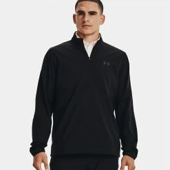 Underarmour Under Armour Storm Windstrike 1/2 Zip Golf Wind Top -Ping Sales Store Under Armour AW22 Storm Windstrike 1 2 Zip Wind Top 1370156 001 WTUND084 S Black Jet Gray Model 1